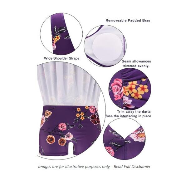 New‎ NWT Aontus Purple Floral Swim Dress Size XXL - Picture 2 of 11